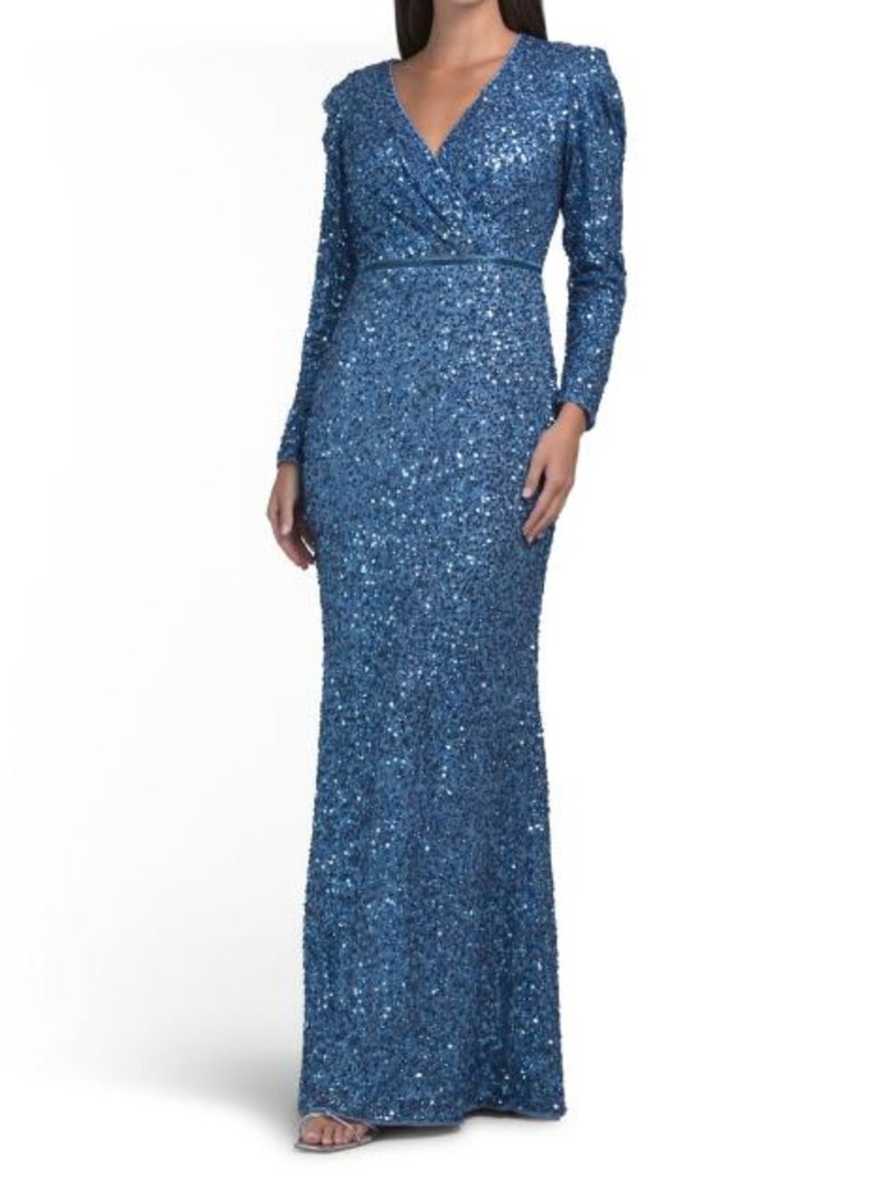 MAC DUGGAL Long Sleeve Sequin Gown